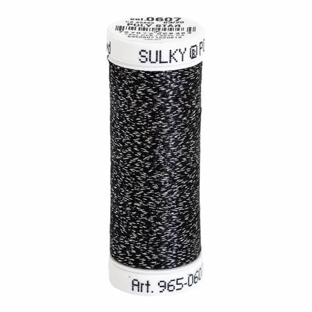 Poly Sparkle 30wt Thread 290yd Spool Charcoal Gray with Silver Sparkle