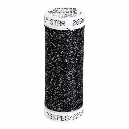 Poly Sparkle 30wt Thread 290yd Spool Black with Silver Sparkle