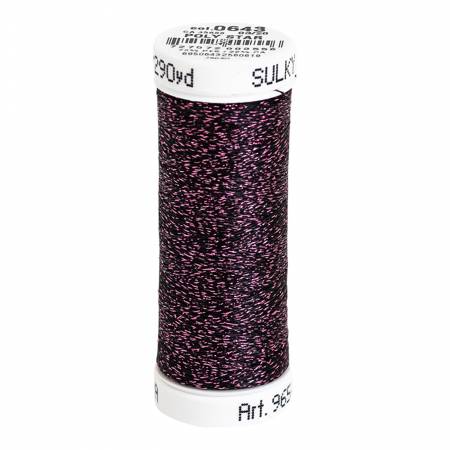 Poly Sparkle 30wt Thread 290yd Spool Piano Black with Pink Sparkle