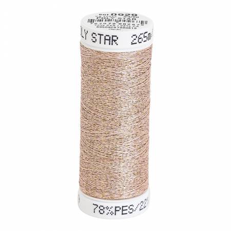 Poly Sparkle 30wt Thread 290yd Spool Light Apricot with Gold Sparkle