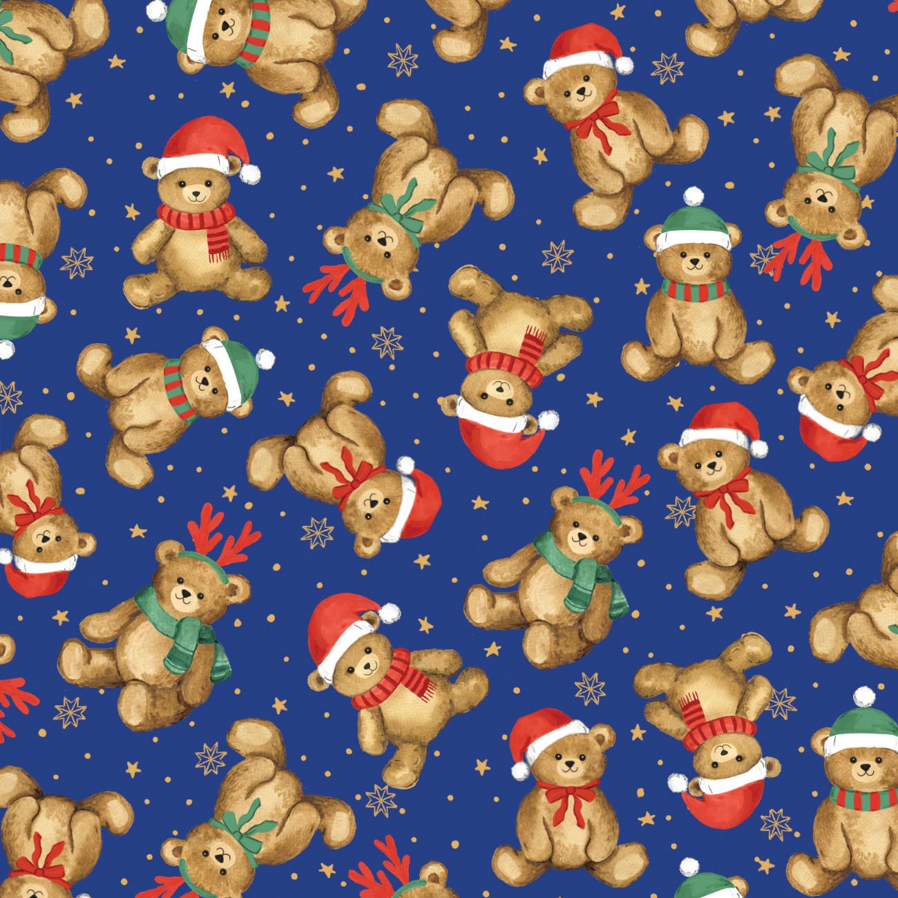 Dark Blue Teddy Bear Christmas