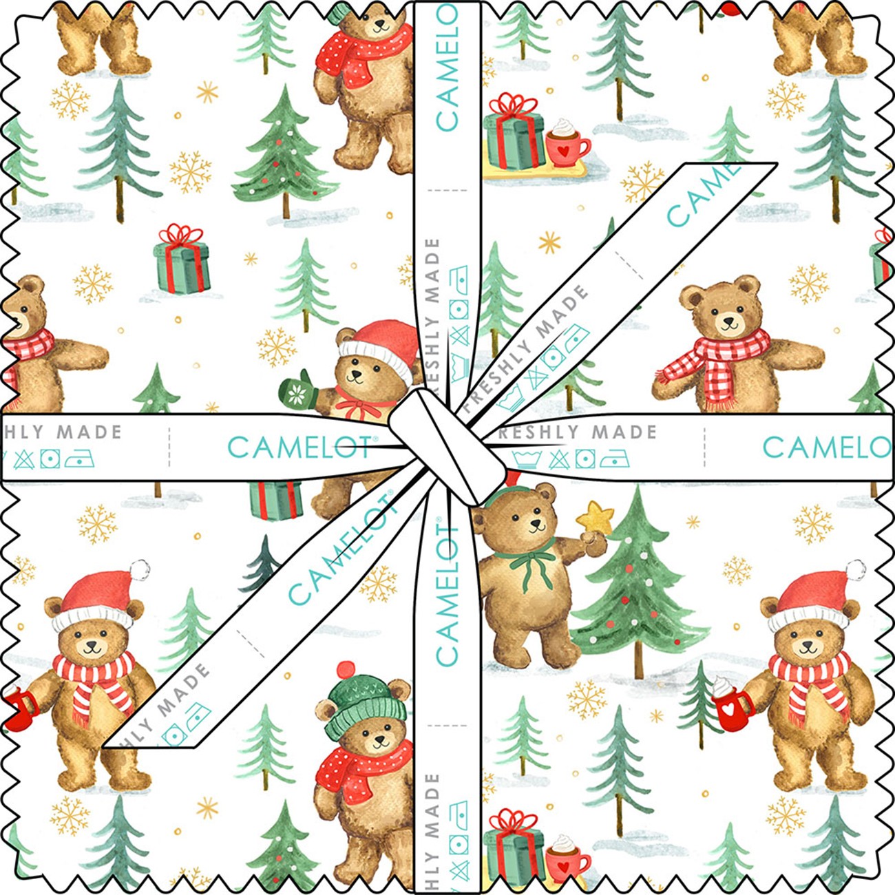 10in Squares Jingle Bear Lane, 42pcs/bundle