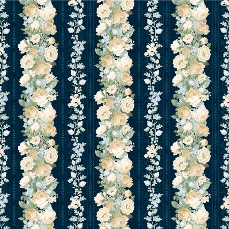 Multi Sapphire Blossoms Repeating Stripe