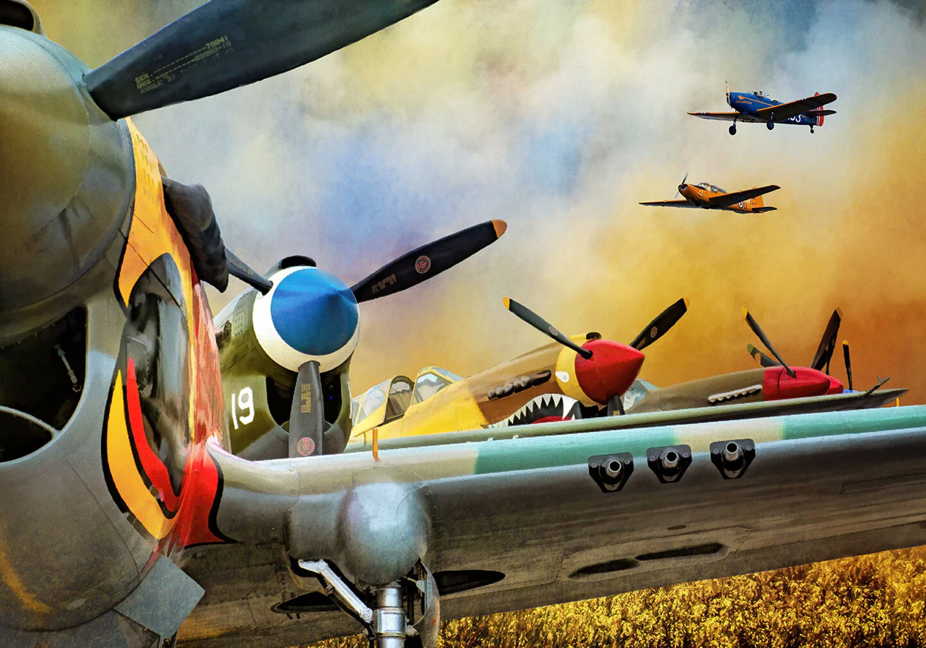 Vintage Airplanes Panel 20in x 14in