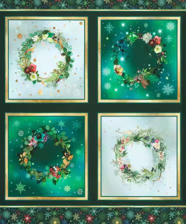 Wreath Panel Winter Quilting Cotton