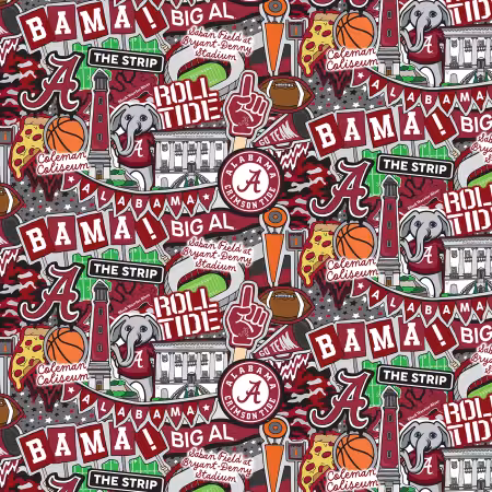 NCAA-Alabama Doodle allover-cotton 43/44