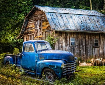 Blue Truck at the Barn Digital Panel 36in