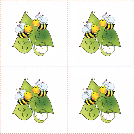 Bees Leaves 3in Fabric Panels