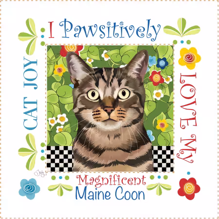 Fabric Art Panel 6in Square M.Coon