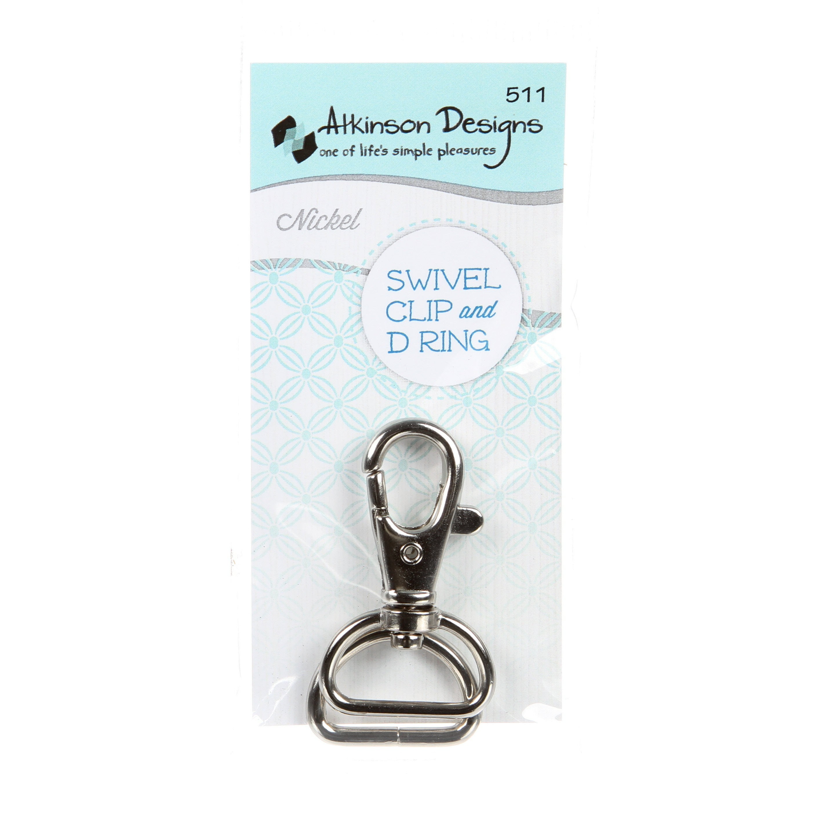D Ring and Swivel Clip Nickel 1ct  - 3/4in