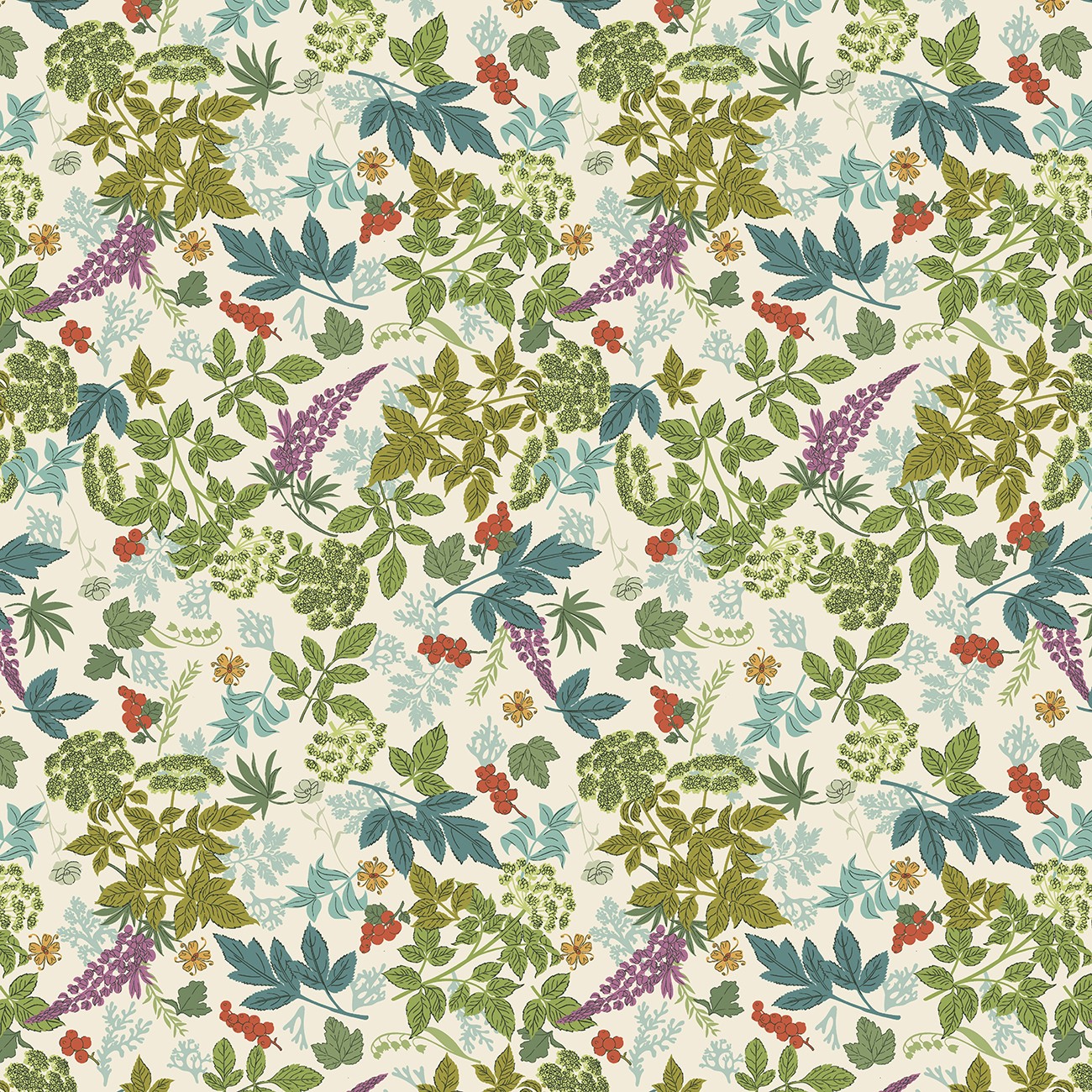 Nordic Summer 108in Wide Wild Flora Buttermilk