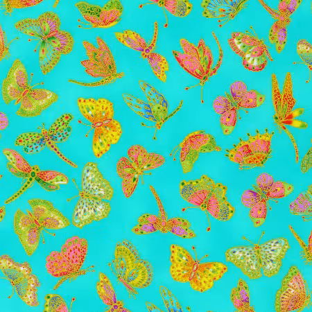 Butterflies Aqua w/Metallic