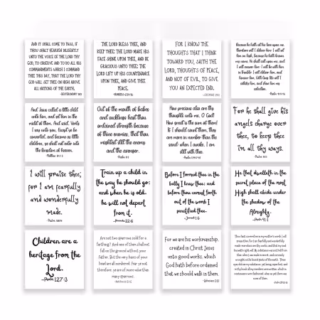 16 Precut Baby-themed Bible Verse Quilt Squares 3-1/2in