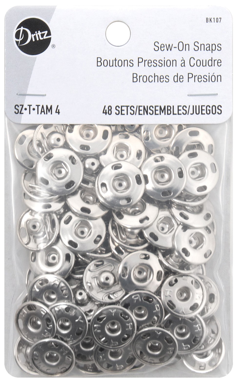 Sew On Snaps Size 4 Nickel 48 Sets