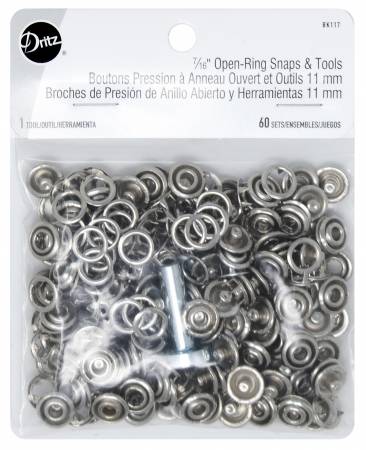 Snap Fasteners 2 Open Ring Sides Size 16 Nickel Includes Snaps & Tool