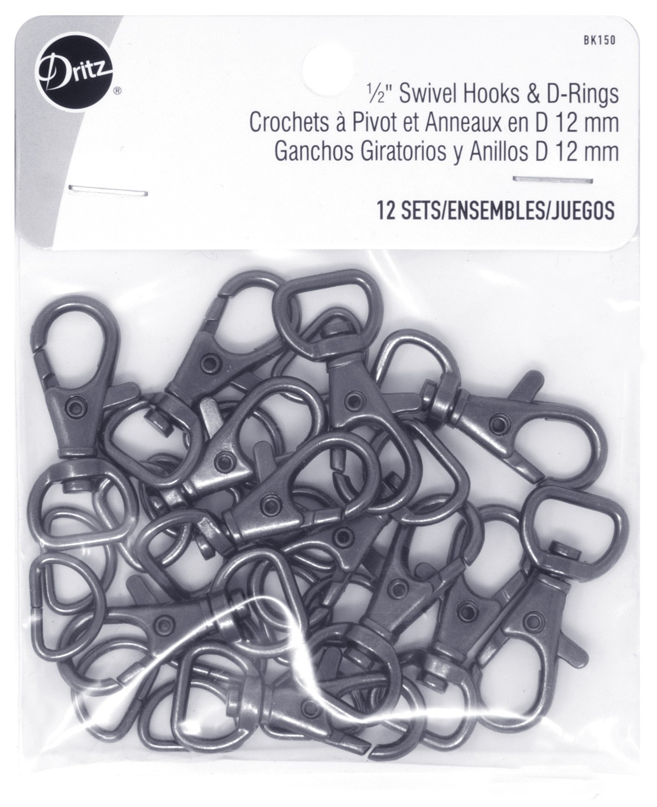 Swivel Hooks & D Rings 1/2in Gunmetal