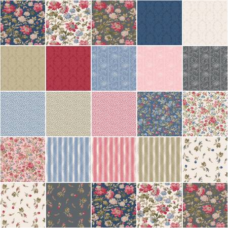 10in Squares Belles Pivoines, 42pcs, 3 bundles/pack