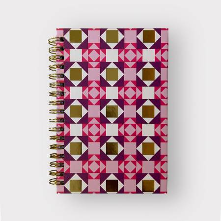 Quilt Jazz Spiral Notebook Pink
