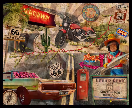 Grey Route 66 Panel 36 Inch repeat