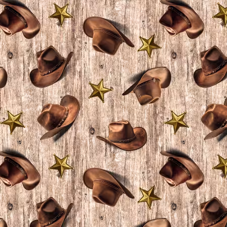 Tan Cowboy Hats and Stars 6 Inch repeat