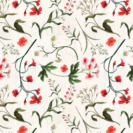 Ivory Weedy Flowers 4 Inch repeat