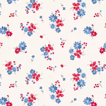 White Tossed Flowers 6 Inch repeat