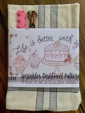 Sprinkles Embroidery Dishtowel Kit