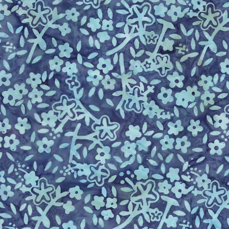 Expressions Batiks Floral Grid Denim Bijou