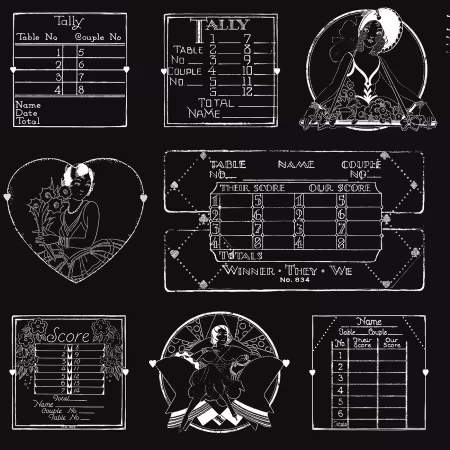 Tally Card Linework Black Valentines
