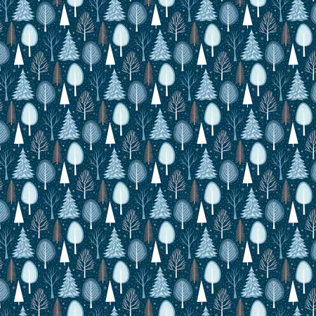Winter Magic Trees Navy