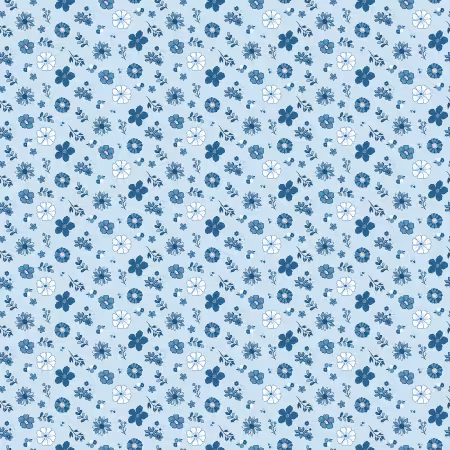 Blue Blooms and Threads Floral Blue