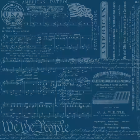 Sew America Patriotic Text Blue