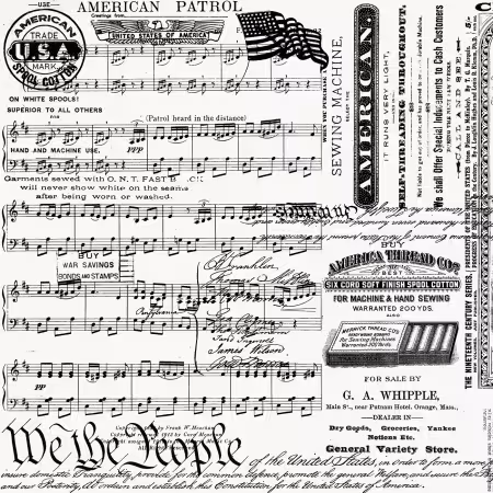 Sew America Patriotic Text Off White