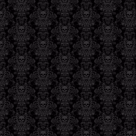 Black Skull Damask