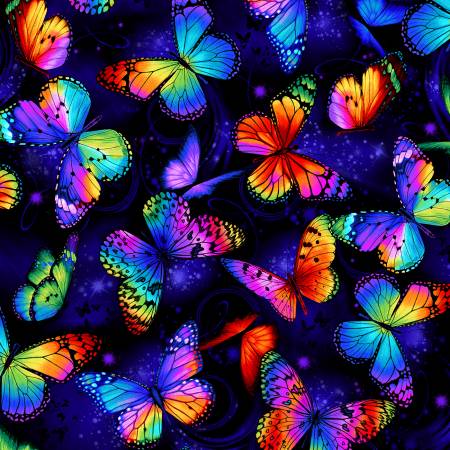 Multi Bright Butterflies Flying
