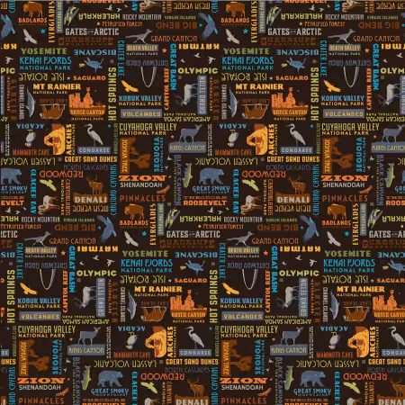 National Parks Word Print Black