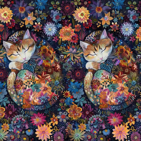 Black Calico Cat Panel 24in