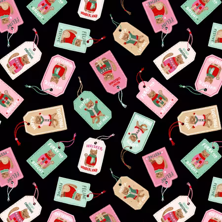 Black Gingerbread Cat Gift Tags