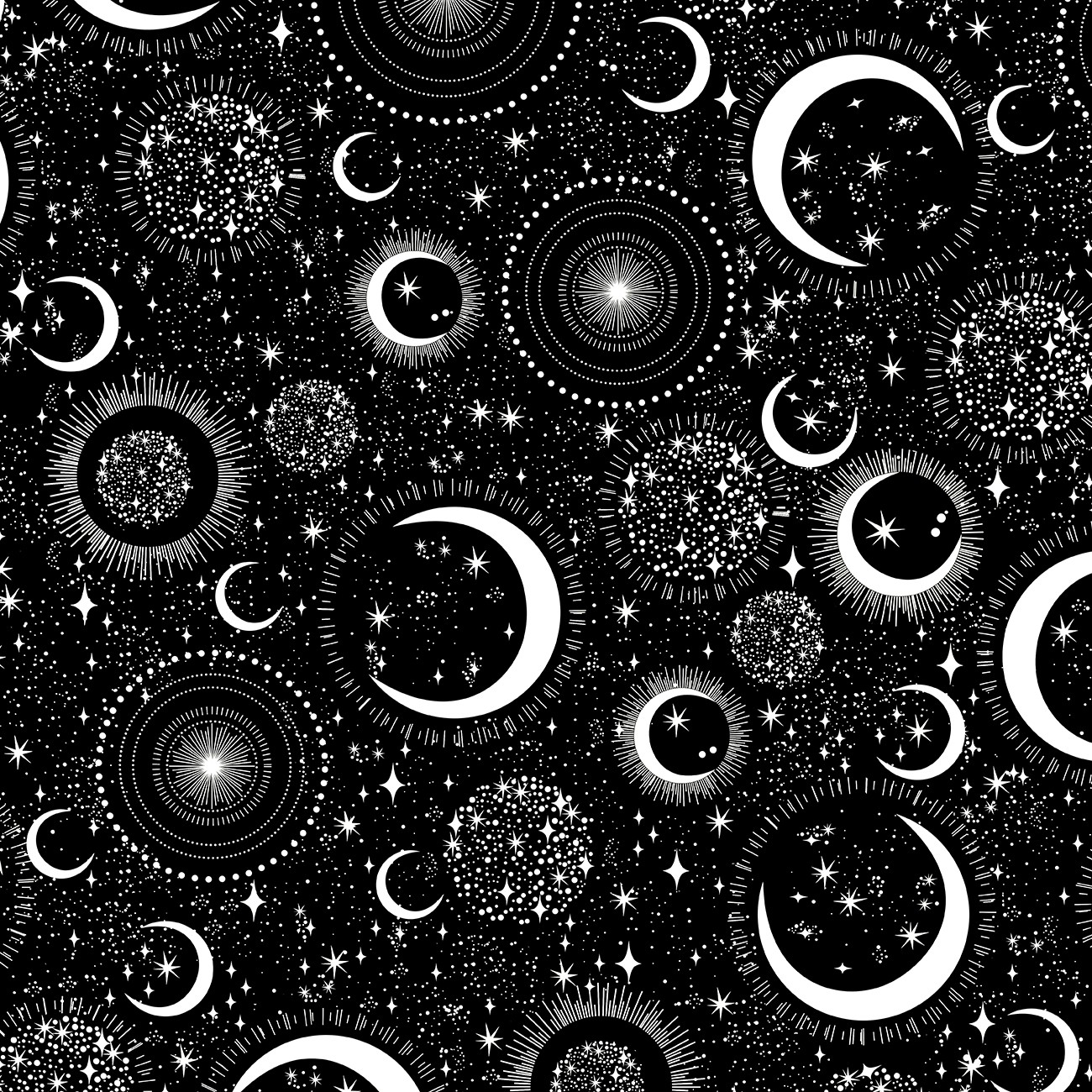 Black Space Glows in the Dark Cotton Fabric