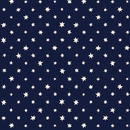 Navy I Wish Stars Glow in the dark fabric