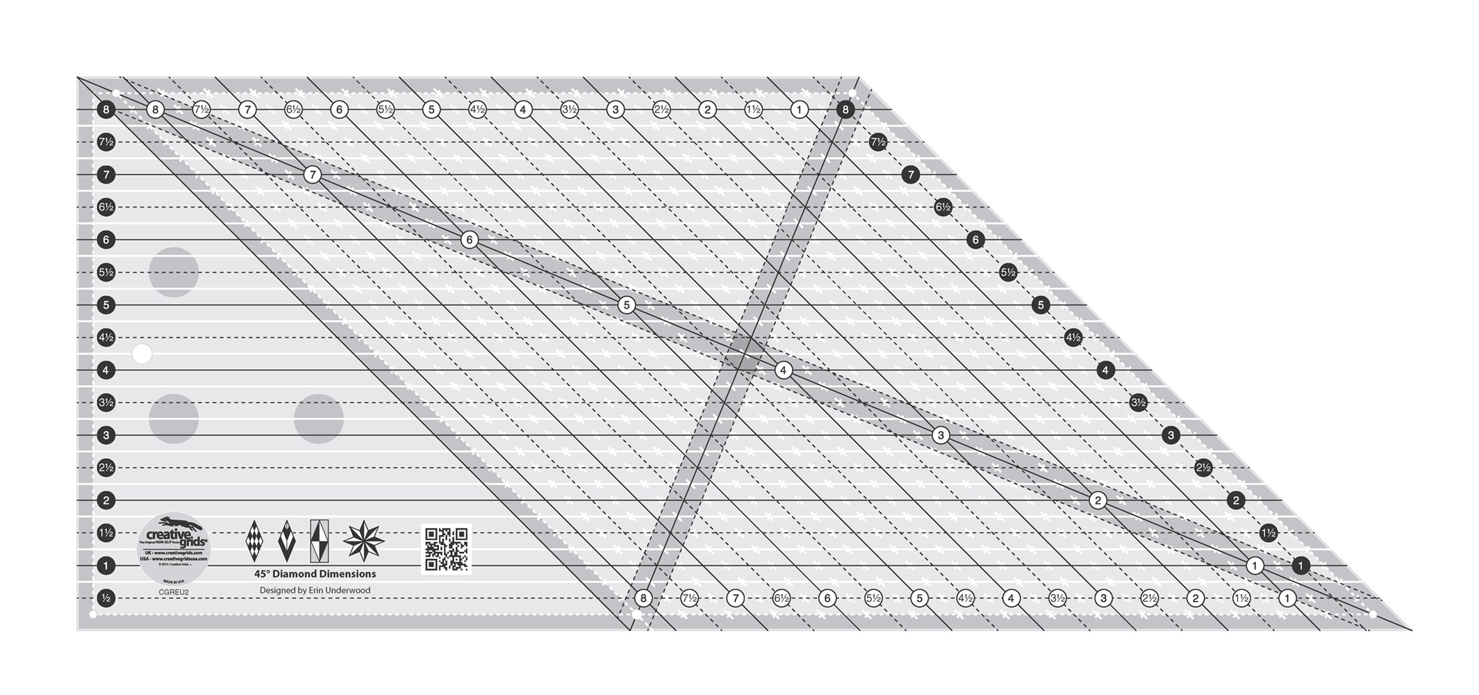 creative grids 45 degree kaleidoscope quilt ruler