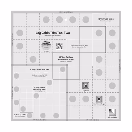 Creative Grids Quilt Ruler Log Cabin Trim Tool Two 6in & 12in Blocks