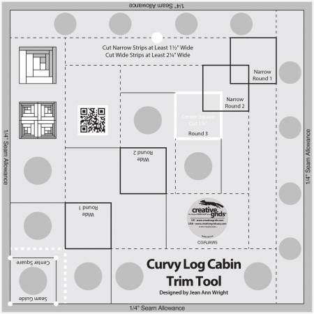 Creative Grids Curvy Log Cabin Trim Tool 8in Finished Blocks