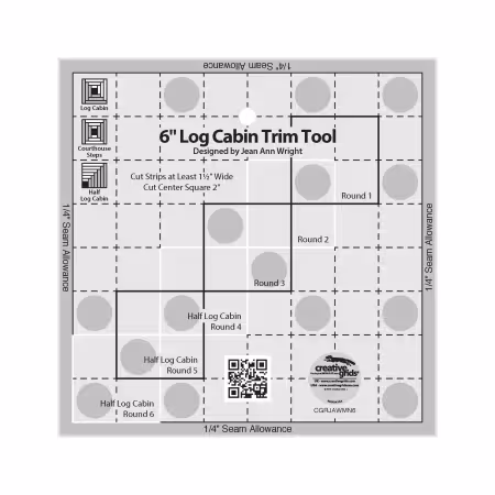Creative Grids Quilt Ruler 6in Log Cabin Trim Tool