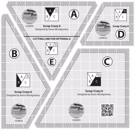 Creative Grids Quilt Ruler Scrap Crazy 6 Templates