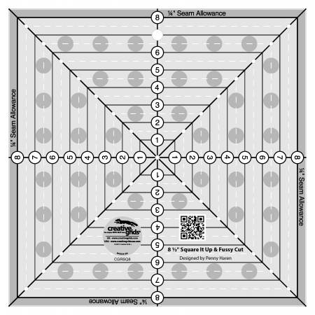 Creative Grids 8-1/2in Square It Up or Fussy Cut Square Quilt Ruler