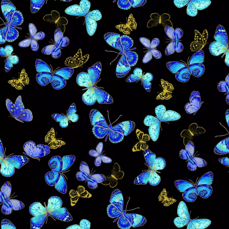 Black Flying Metallic Butterflies