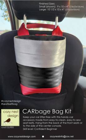 CARbage Seat Belt Vehicle Litter Bag in Silver Black & Red