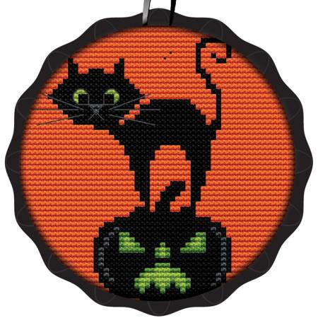 Spooky Ornament Cat with Pumpkin
