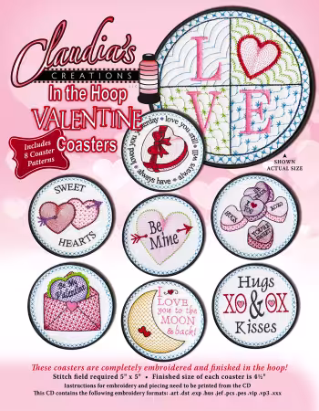 In The Hoop Valentine Coasters